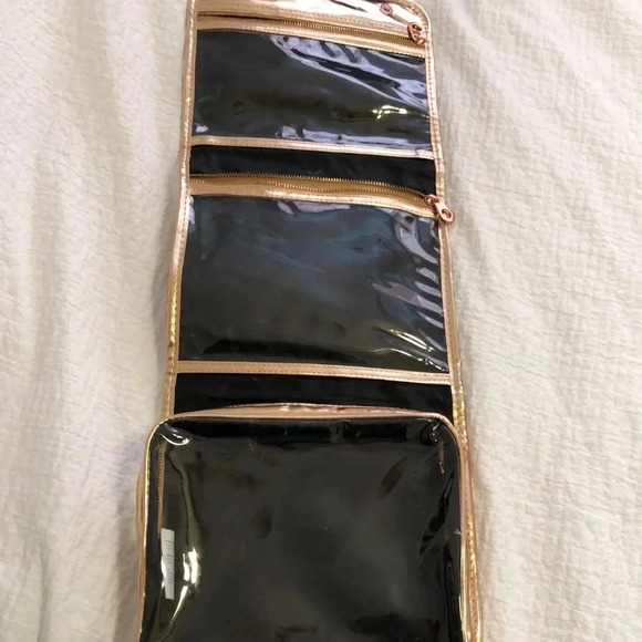 Isabella Scott hanging toiletry bag.  Glossy gold/bronze - Picture 5 of 7